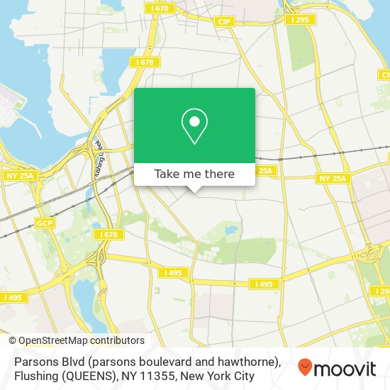 Parsons Blvd (parsons boulevard and hawthorne), Flushing (QUEENS), NY 11355 map