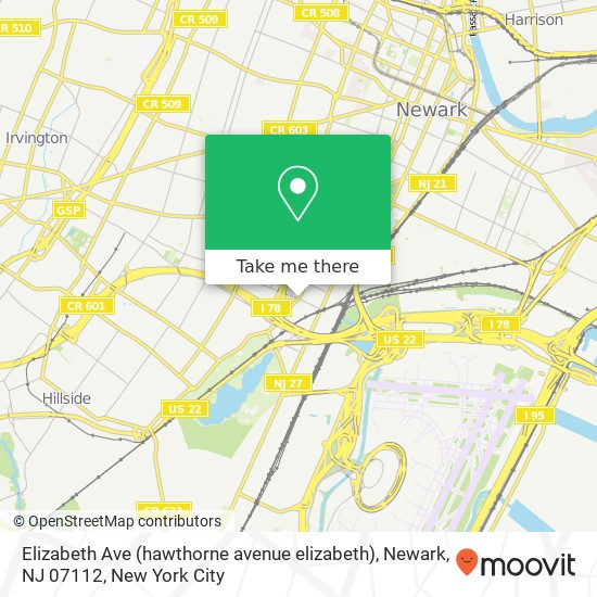 Elizabeth Ave (hawthorne avenue elizabeth), Newark, NJ 07112 map