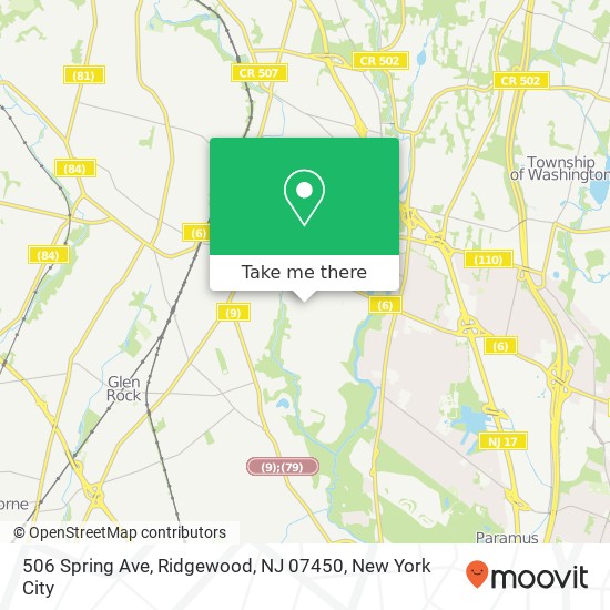 Mapa de 506 Spring Ave, Ridgewood, NJ 07450