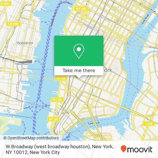 Mapa de W Broadway (west broadway houston), New York, NY 10012