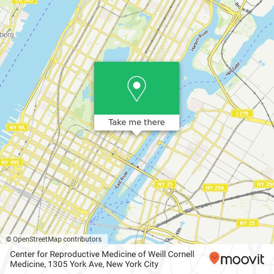 Mapa de Center for Reproductive Medicine of Weill Cornell Medicine, 1305 York Ave