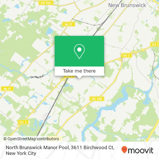 Mapa de North Brunswick Manor Pool, 3611 Birchwood Ct