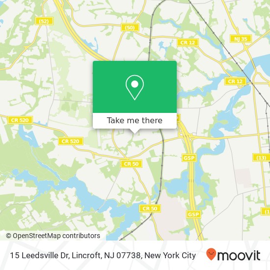 Mapa de 15 Leedsville Dr, Lincroft, NJ 07738