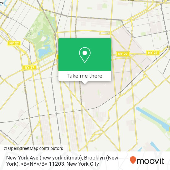 Mapa de New York Ave (new york ditmas), Brooklyn (New York), <B>NY< / B> 11203