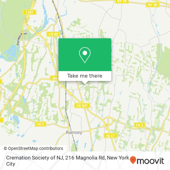 Mapa de Cremation Society of NJ, 216 Magnolia Rd