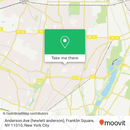 Mapa de Anderson Ave (hewlett anderson), Franklin Square, NY 11010