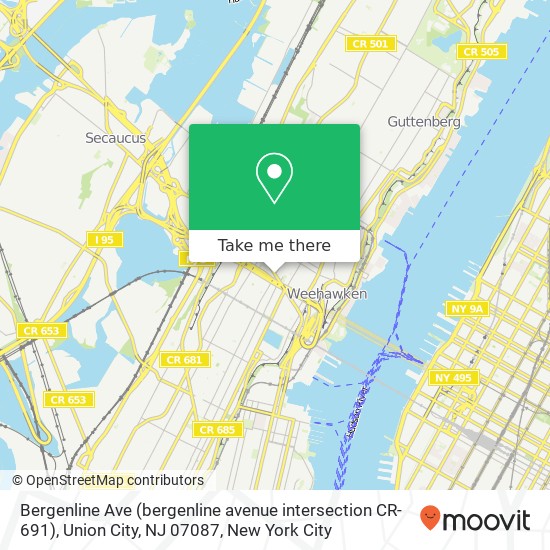 Mapa de Bergenline Ave (bergenline avenue intersection CR-691), Union City, NJ 07087