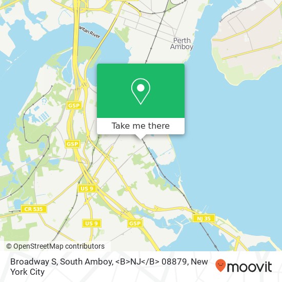 Mapa de Broadway S, South Amboy, <B>NJ< / B> 08879