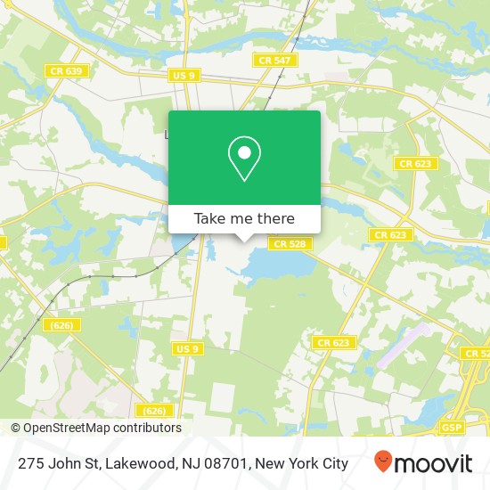 Mapa de 275 John St, Lakewood, NJ 08701