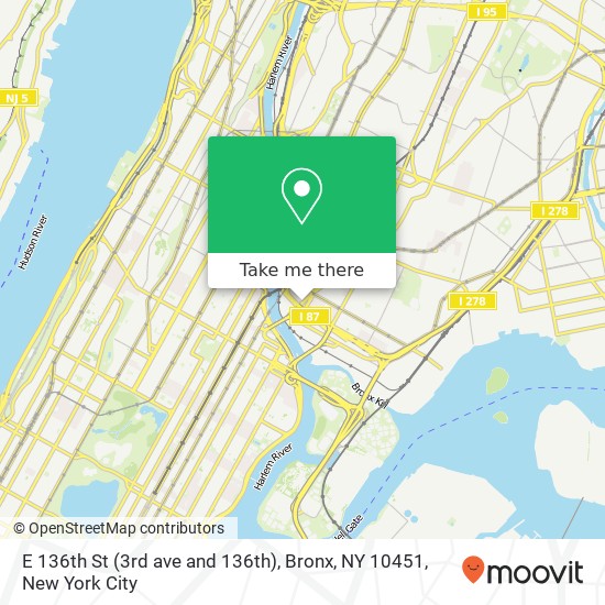 Mapa de E 136th St (3rd ave and 136th), Bronx, NY 10451
