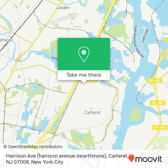 Mapa de Harrison Ave (harrison avenue swarthmore), Carteret, NJ 07008