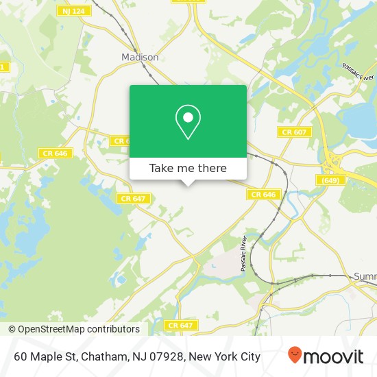 Mapa de 60 Maple St, Chatham, NJ 07928