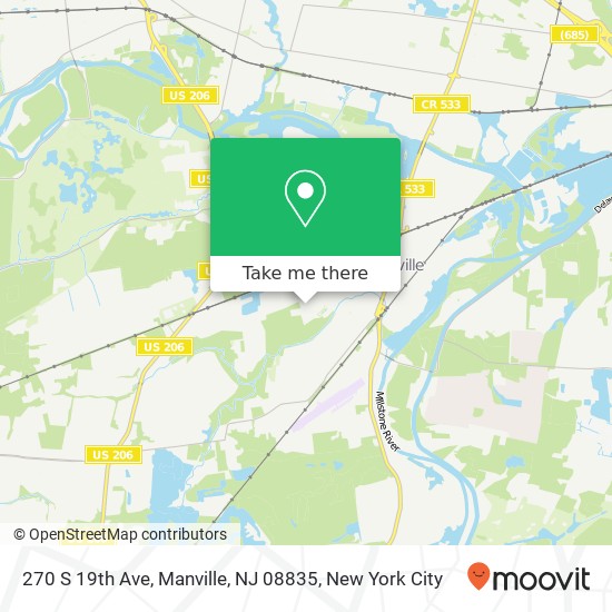 Mapa de 270 S 19th Ave, Manville, NJ 08835