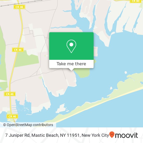 Mapa de 7 Juniper Rd, Mastic Beach, NY 11951