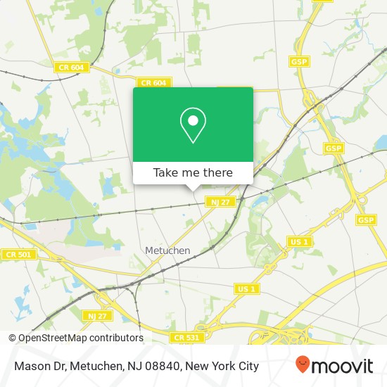 Mason Dr, Metuchen, NJ 08840 map