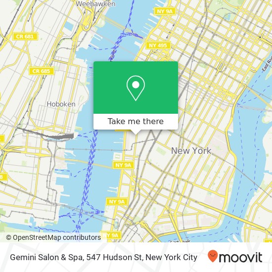Gemini Salon & Spa, 547 Hudson St map