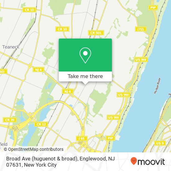 Mapa de Broad Ave (huguenot & broad), Englewood, NJ 07631