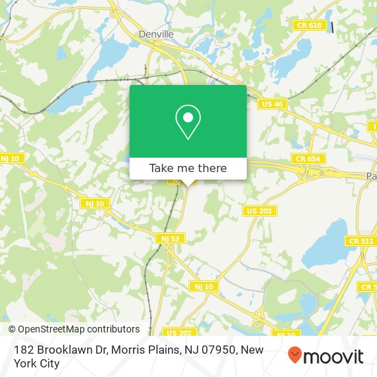 Mapa de 182 Brooklawn Dr, Morris Plains, NJ 07950