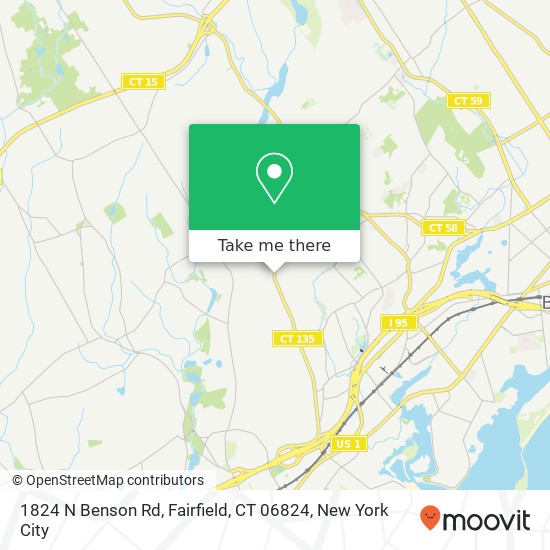 Mapa de 1824 N Benson Rd, Fairfield, CT 06824