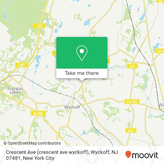 Mapa de Crescent Ave (crescent ave wyckoff), Wyckoff, NJ 07481