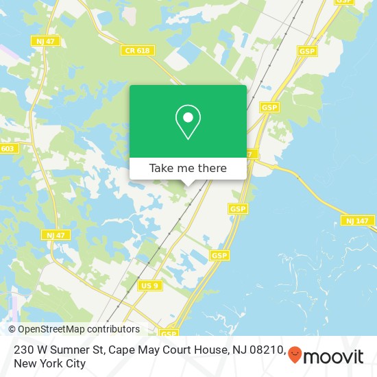 Mapa de 230 W Sumner St, Cape May Court House, NJ 08210