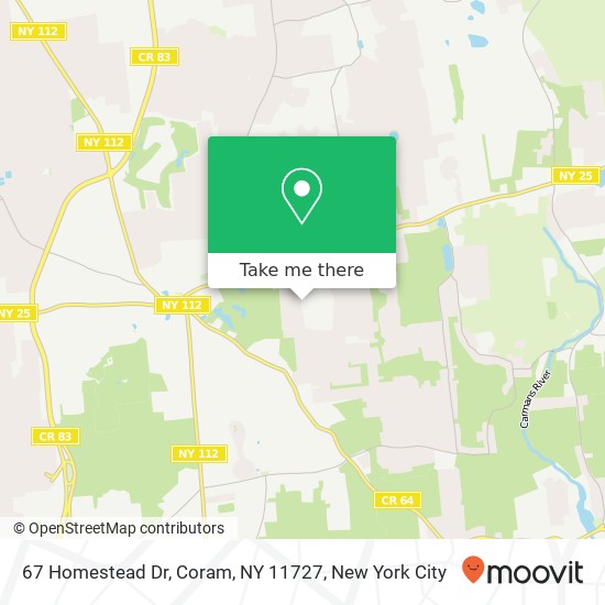 67 Homestead Dr, Coram, NY 11727 map