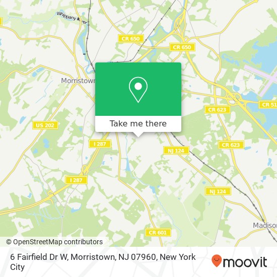 Mapa de 6 Fairfield Dr W, Morristown, NJ 07960