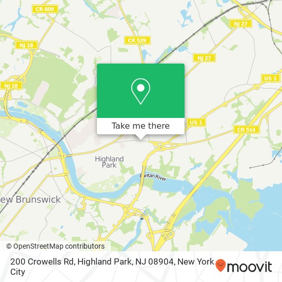 Mapa de 200 Crowells Rd, Highland Park, NJ 08904