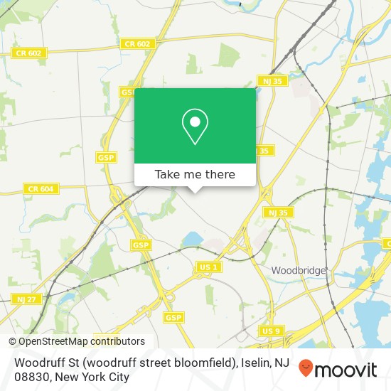 Mapa de Woodruff St (woodruff street bloomfield), Iselin, NJ 08830