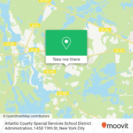 Atlantic County Special Services School District Administration, 1450 19th St map