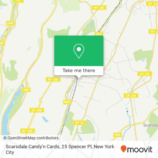 Mapa de Scarsdale Candy'n Cards, 25 Spencer Pl