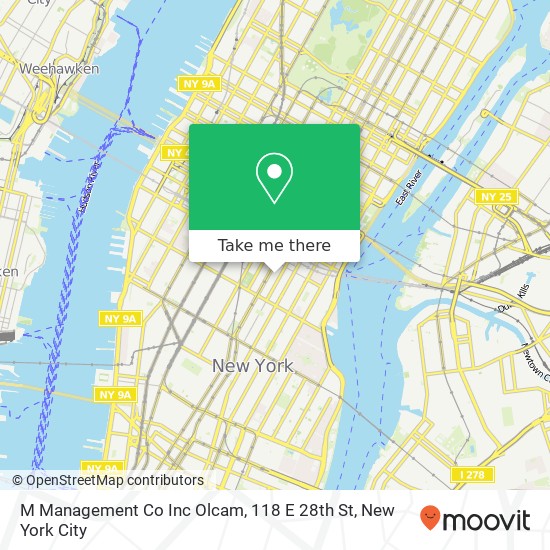 M Management Co Inc Olcam, 118 E 28th St map