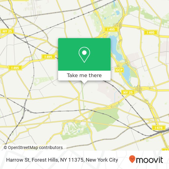 Mapa de Harrow St, Forest Hills, NY 11375