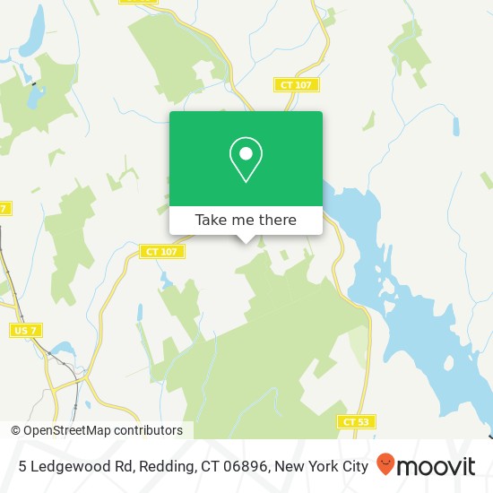 Mapa de 5 Ledgewood Rd, Redding, CT 06896