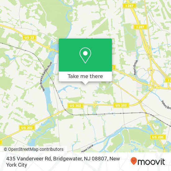 Mapa de 435 Vanderveer Rd, Bridgewater, NJ 08807