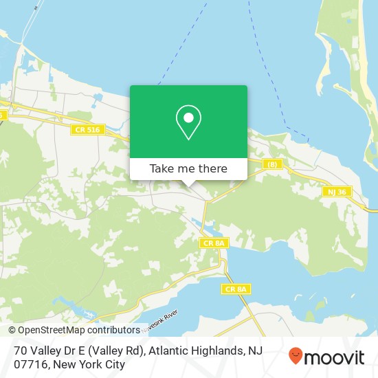 Mapa de 70 Valley Dr E (Valley Rd), Atlantic Highlands, NJ 07716
