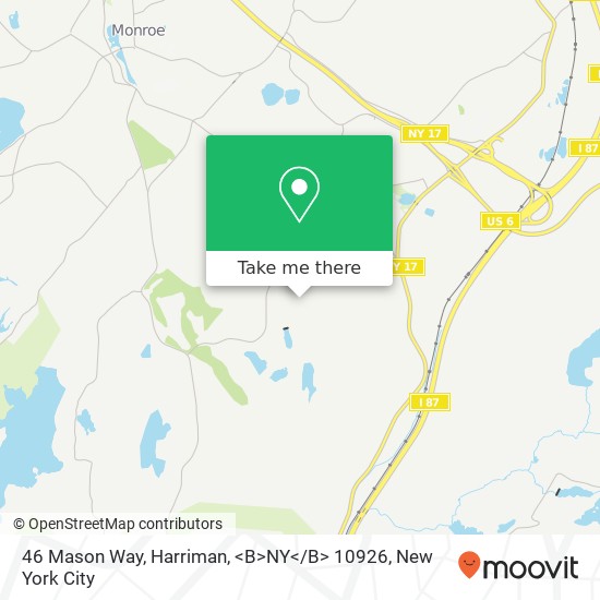 46 Mason Way, Harriman, <B>NY< / B> 10926 map