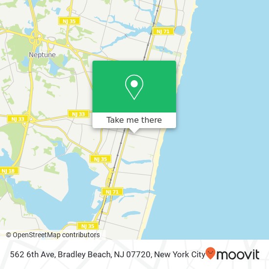 Mapa de 562 6th Ave, Bradley Beach, NJ 07720