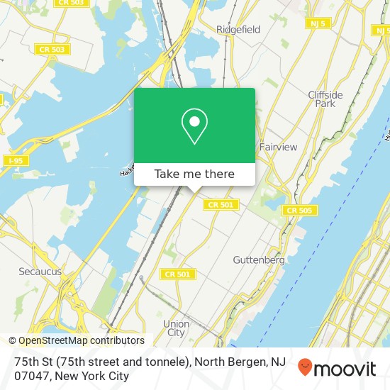 75th St (75th street and tonnele), North Bergen, NJ 07047 map