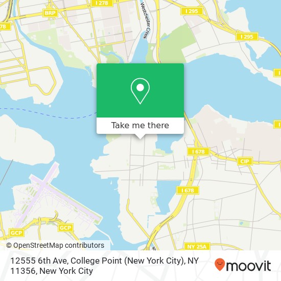 Mapa de 12555 6th Ave, College Point (New York City), NY 11356
