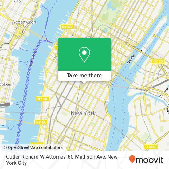 Cutler Richard W Attorney, 60 Madison Ave map