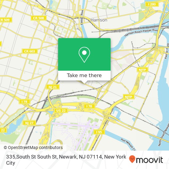 Mapa de 335,South St South St, Newark, NJ 07114