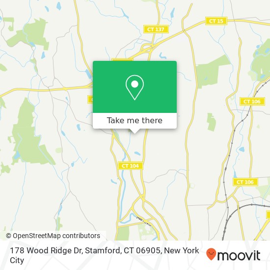 Mapa de 178 Wood Ridge Dr, Stamford, CT 06905