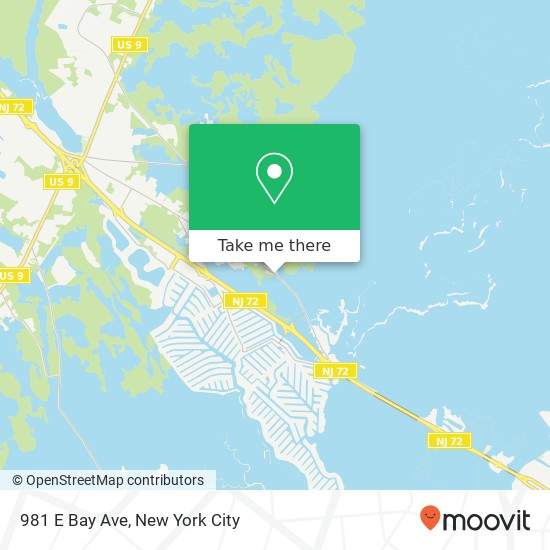 Mapa de 981 E Bay Ave, Manahawkin (CEDAR BONNET ISLAND), NJ 08050
