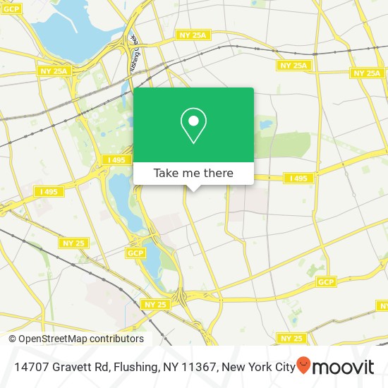 Mapa de 14707 Gravett Rd, Flushing, NY 11367