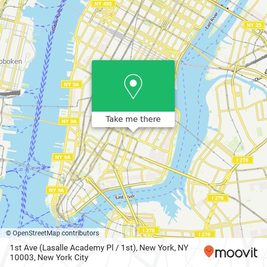 Mapa de 1st Ave (Lasalle Academy Pl / 1st), New York, NY 10003