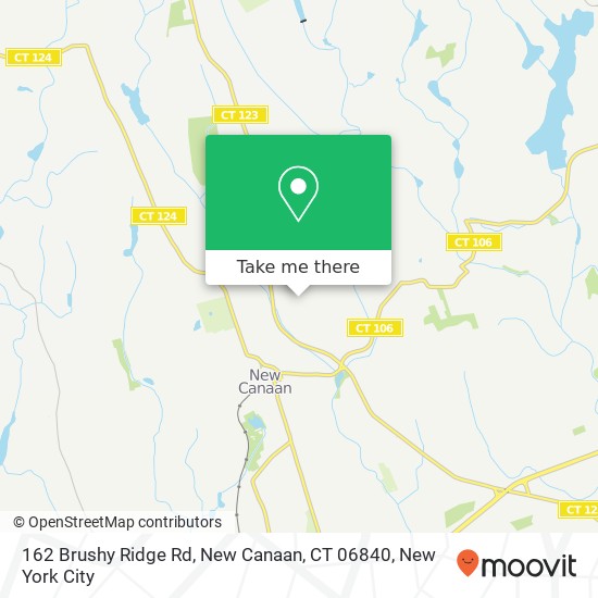 Mapa de 162 Brushy Ridge Rd, New Canaan, CT 06840