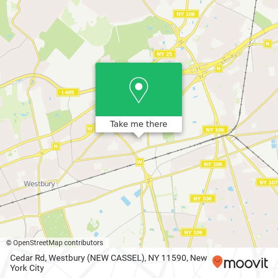 Mapa de Cedar Rd, Westbury (NEW CASSEL), NY 11590