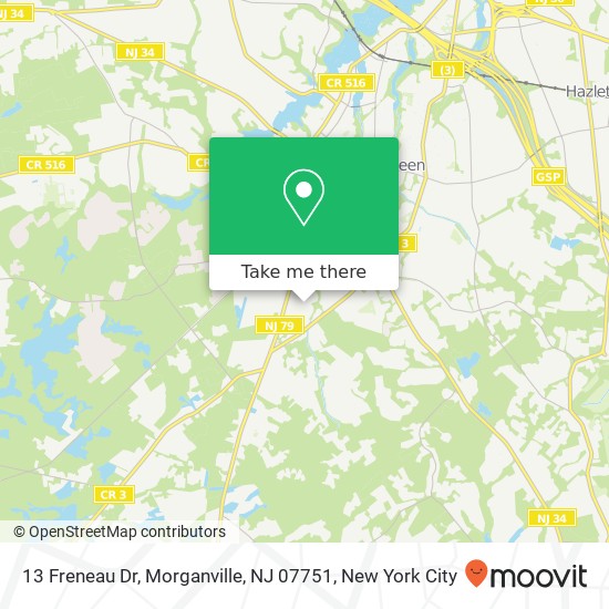 Mapa de 13 Freneau Dr, Morganville, NJ 07751