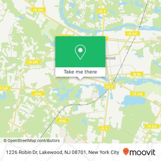 Mapa de 1226 Robin Dr, Lakewood, NJ 08701